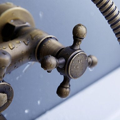 Juno Antique Bronze Bathtub Mixer Faucet Ceramic Handheld Shower