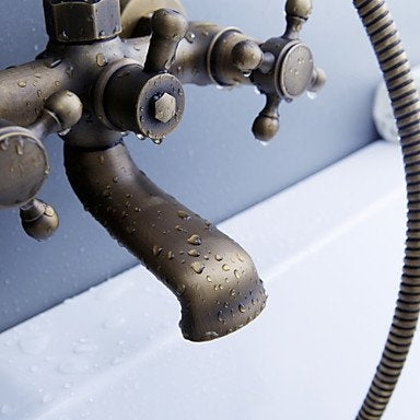 Juno Antique Bronze Bathtub Mixer Faucet Ceramic Handheld Shower