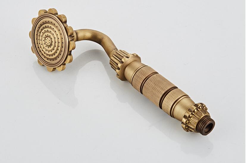 Juno Antique Brass Outdoor Floor Standing Faucet with Handheld Shower