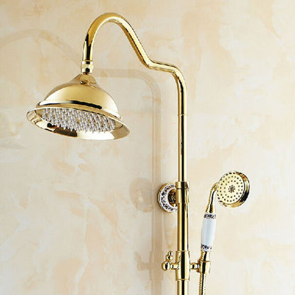 Juno Antique Gold Dual Handle Copper Shower Bathroom Shower & Hand Held Shower