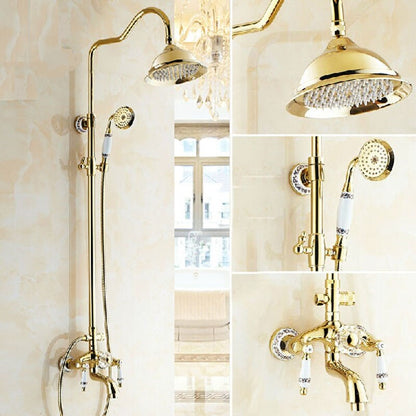 Juno Antique Gold Dual Handle Copper Shower Bathroom Shower & Hand Held Shower