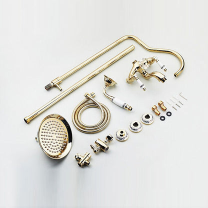 Juno Antique Gold Dual Handle Copper Shower Bathroom Shower & Hand Held Shower