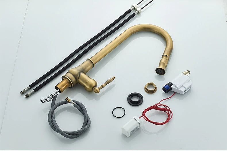 Juno Antique Brass Touch Control Kitchen Faucets Pull Out Kitchen Mixer Tap Crane Sensor Faucet Hot Cold Water
