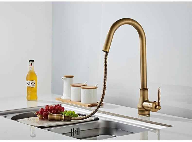 Juno Antique Brass Touch Control Kitchen Faucets Pull Out Kitchen Mixer Tap Crane Sensor Faucet Hot Cold Water