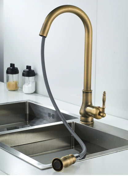 Juno Antique Brass Touch Control Kitchen Faucets Pull Out Kitchen Mixer Tap Crane Sensor Faucet Hot Cold Water
