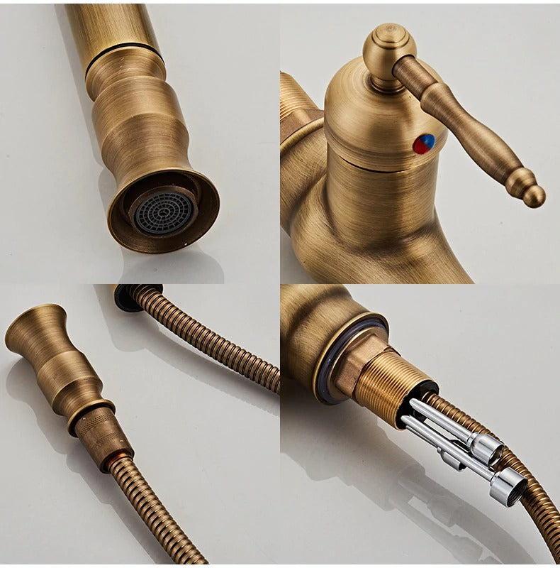 Juno Antique Brass Touch Control Kitchen Faucets Pull Out Kitchen Mixer Tap Crane Sensor Faucet Hot Cold Water