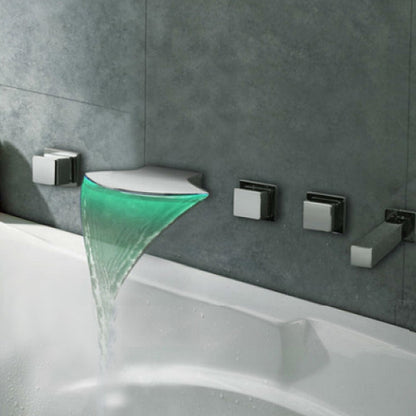 Juno Bath-Tub Faucet Color Changing LED Chrome Finish Brass Body