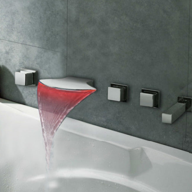 Juno Bath-Tub Faucet Color Changing LED Chrome Finish Brass Body