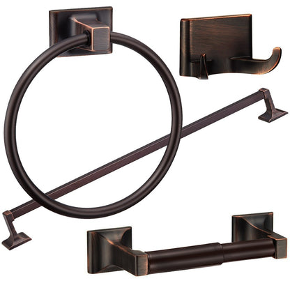 Juno Bath Accessory Set 4 Piece Hardware Finished in Rich Oil Rubbed Bronze