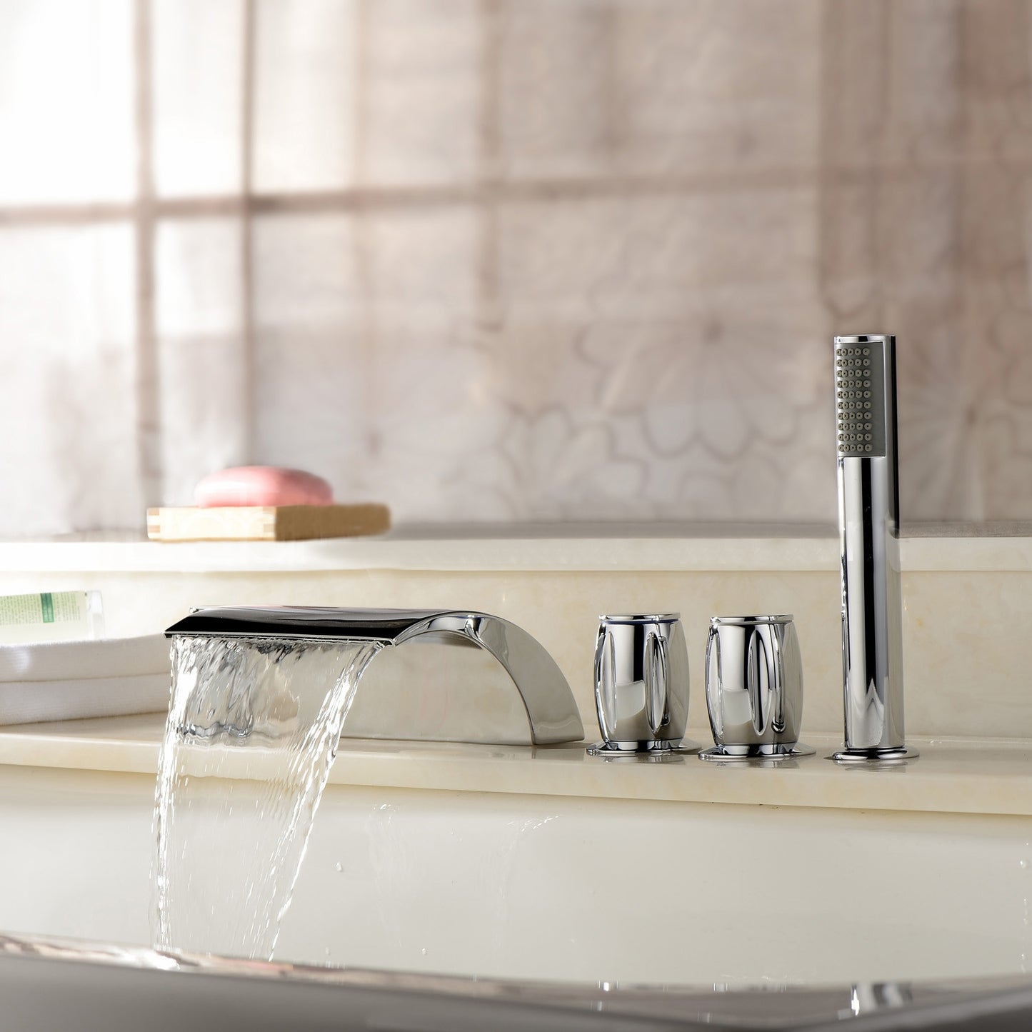 Juno Bathtub Waterfall Faucet with Hand Shower Faucet