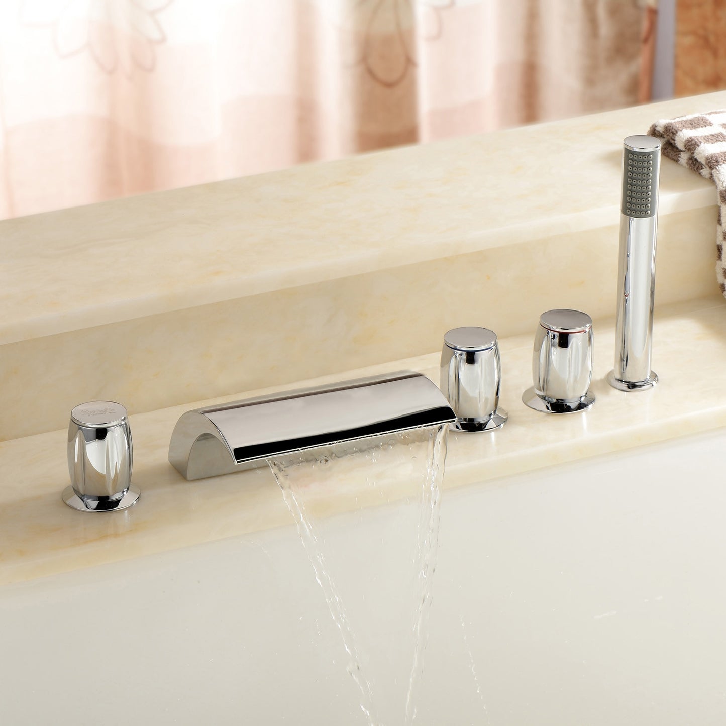 Juno Bathtub Waterfall Faucet with Hand Shower Faucet