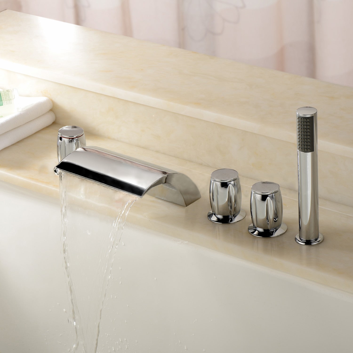 Juno Bathtub Waterfall Faucet with Hand Shower Faucet