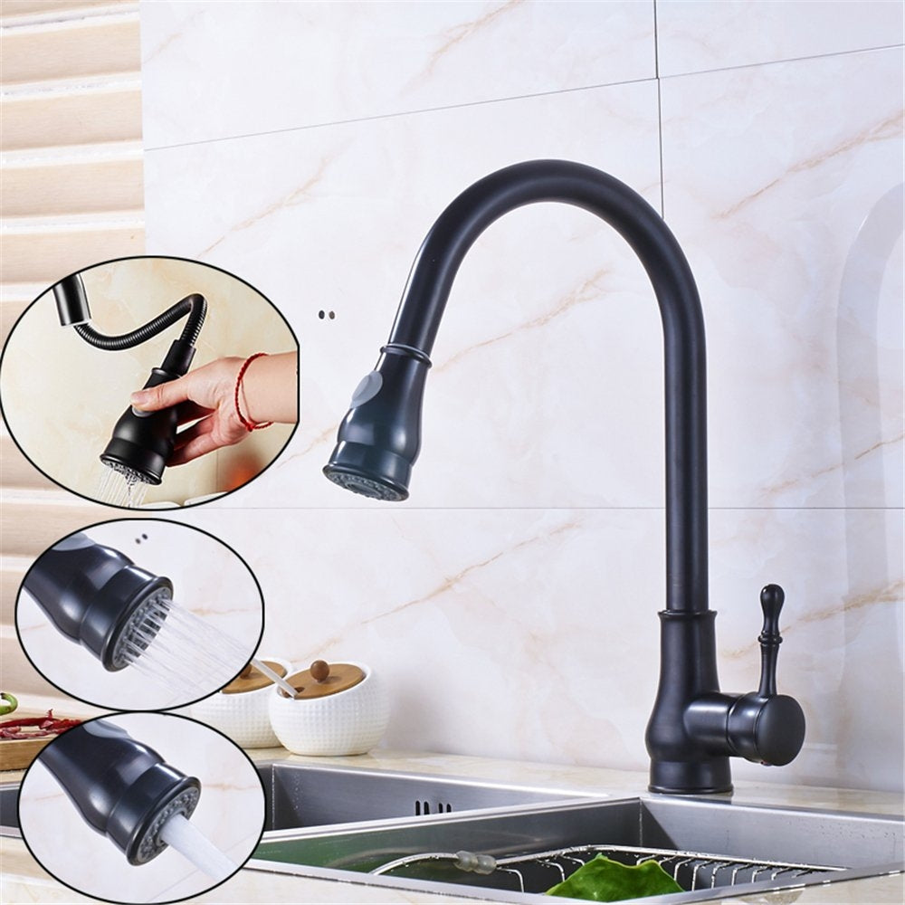 Juno Beautiful Single Handle Pull Out Curved Kitchen Sink Faucet