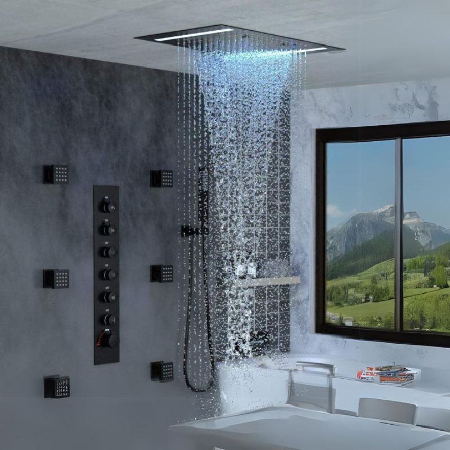 Juno Best Commercial Wall Mount Brushed Finish Remote Control Shower System