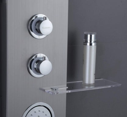 Juno Best Shower Tower Gray LED Light with Body Jet Massage Shower Tower