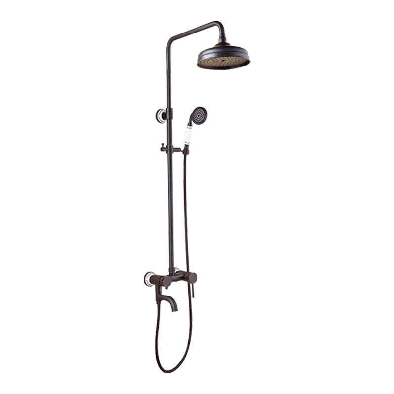 Juno Black 8 Antique Brass Faucet Rainfall Shower Head and Handshower