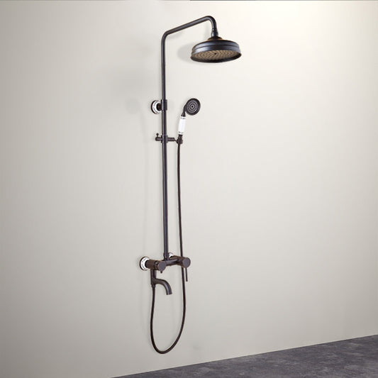 Juno Black 8 Antique Brass Faucet Rainfall Shower Head and Handshower