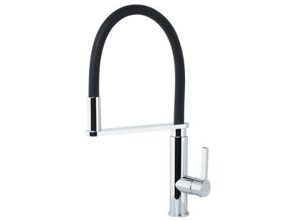 Juno Black Chrome Single Handle Pull Out Kitchen Faucet