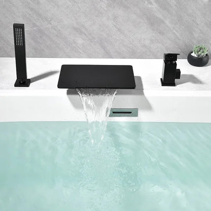 Juno Deck Mount Waterfall Bathtub Shower Faucet With Handheld Shower