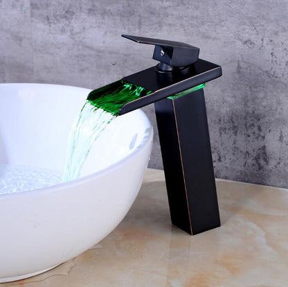 Juno Gold Finish & Black Finish Deck Mount Waterfall Bathroom Faucets