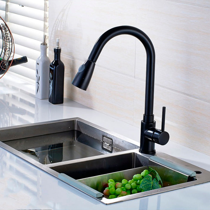 Juno Black Kitchen Faucet Deck Mount Single Lever with Pull Out Sprayer