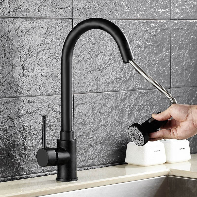 Juno Black Pull Out Shower Mixer Water Tap