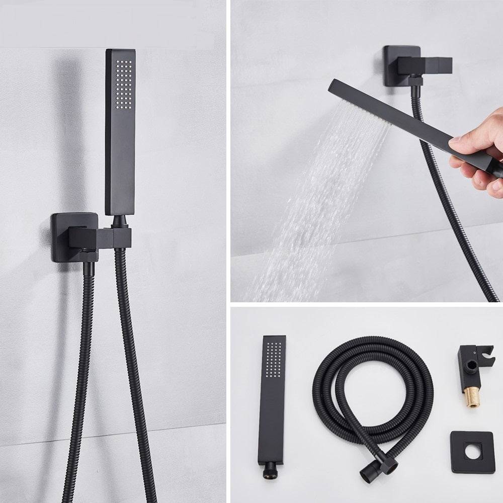 Juno Black Rain Shower Head Wall Mount Square Showerhead