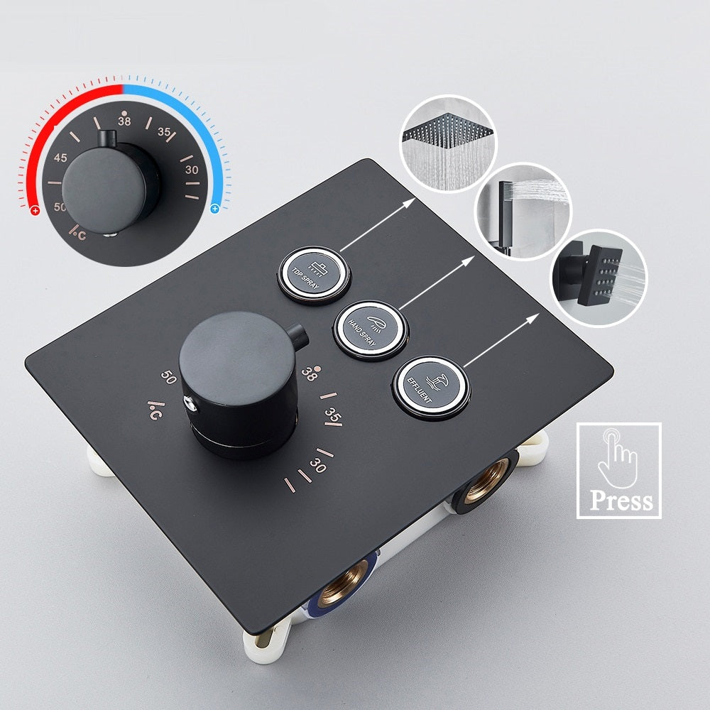 Juno Black Rain Shower Head Wall Mount Square Showerhead