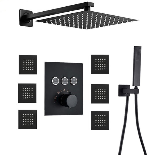 Juno Black Wall Mount Rain Shower Head