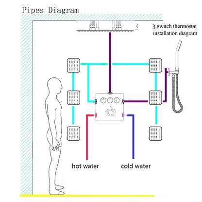 Juno Black Rain Shower Head Wall Mount Square Showerhead