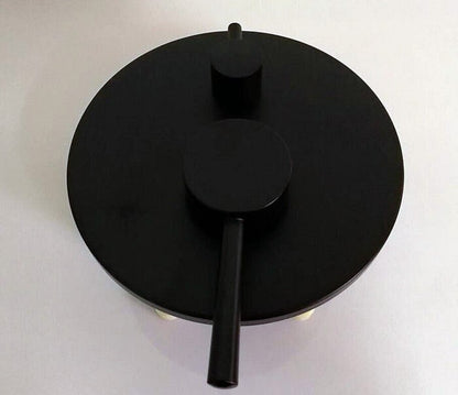 Juno New Matte Black Shower Head Ceiling Mount Round with Black Tub Spout