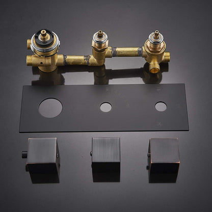 Juno Black Finish Wall Mounted LED Waterfall Black Shower Head with Handheld Shower and Tub Spout