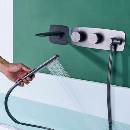 Juno Black Wall Mount Bathtub Shower Faucet Set