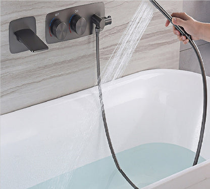 Juno Black Wall Mount Bathtub Shower Faucet Set