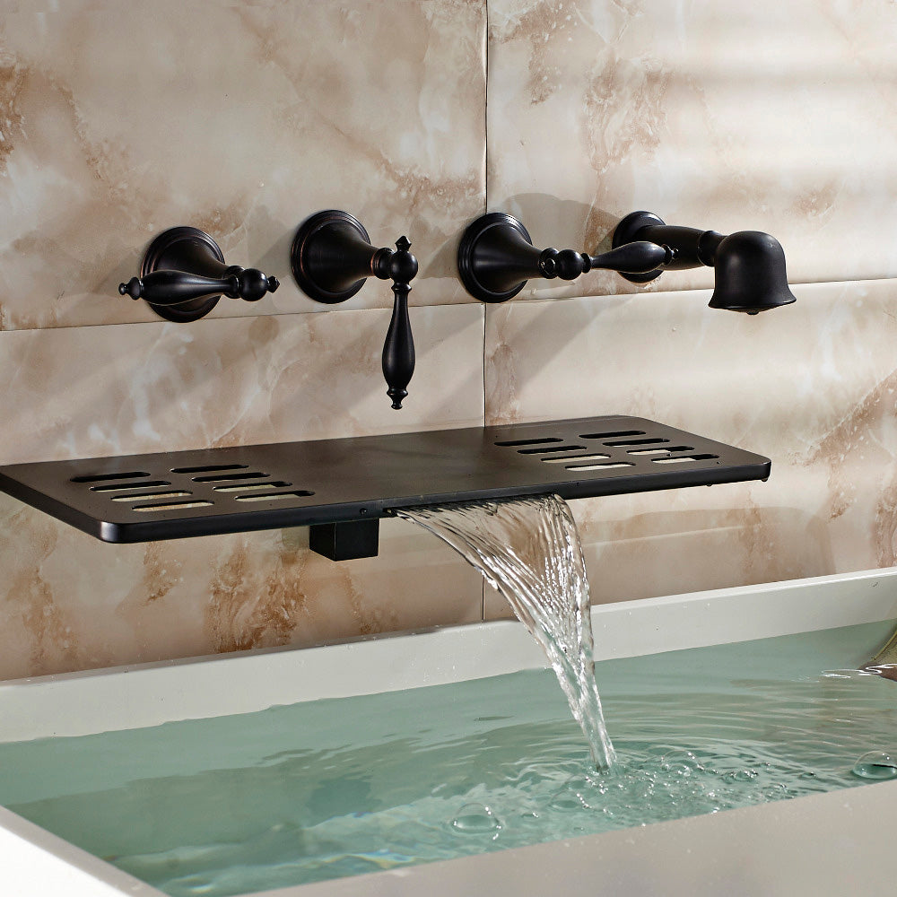 Juno Boss Super Luxury Oil Rubbed Bronze Shower Faucet Bathtub Mixer with Soap Dish Wall Mount