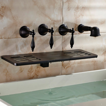 Juno Boss Super Luxury Oil Rubbed Bronze Shower Faucet Bathtub Mixer with Soap Dish Wall Mount
