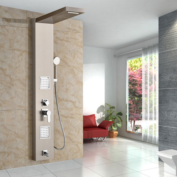 Juno Brass Brushed Nickel Stainless Steel Contemporary Bath Shower Faucets 1