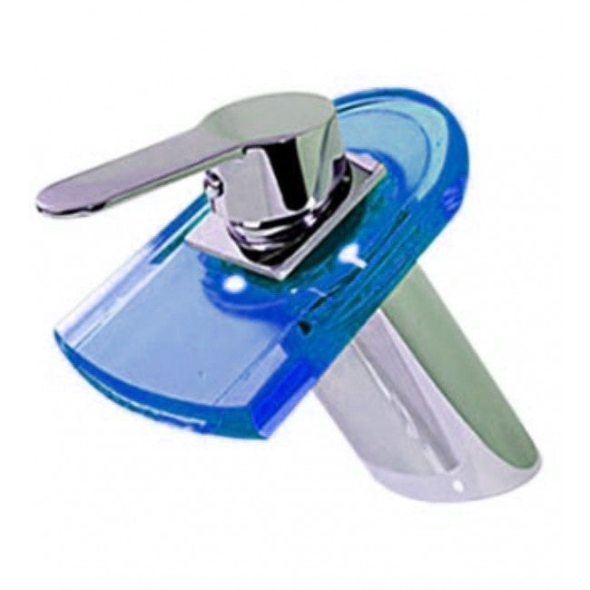 Juno Brass+Glass Color Changing LED Waterfall Bathroom Sink Faucets