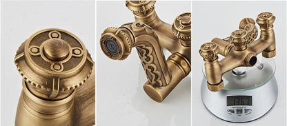 Juno Antique Brass Outdoor Floor Standing Faucet with Handheld Shower