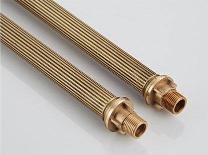 Juno Antique Brass Outdoor Floor Standing Faucet with Handheld Shower