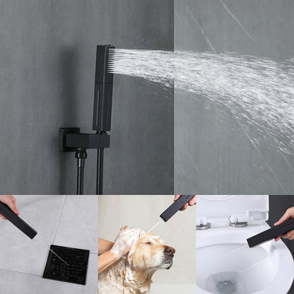 Juno Brushed Gold Shower Head Set Wall Mount Rainfall Square Shower Head