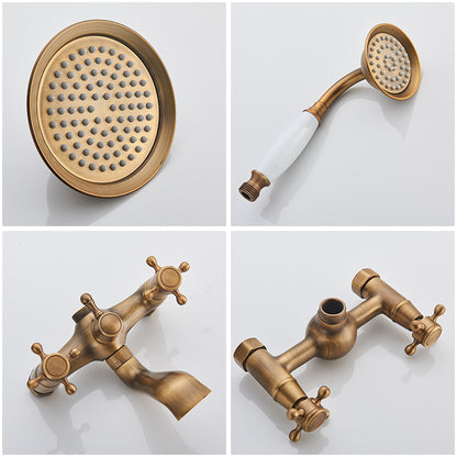 Juno Brushed Gold Shower Faucets Set Wall Mount Rainfall Shower