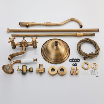 Juno Brushed Gold Shower Faucets Set Wall Mount Rainfall Shower
