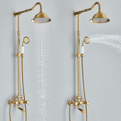 Juno Brushed Gold Shower Faucets Set Wall Mount Rainfall Shower