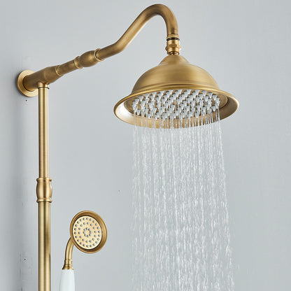 Juno Brushed Gold Shower Faucets Set Wall Mount Rainfall Shower