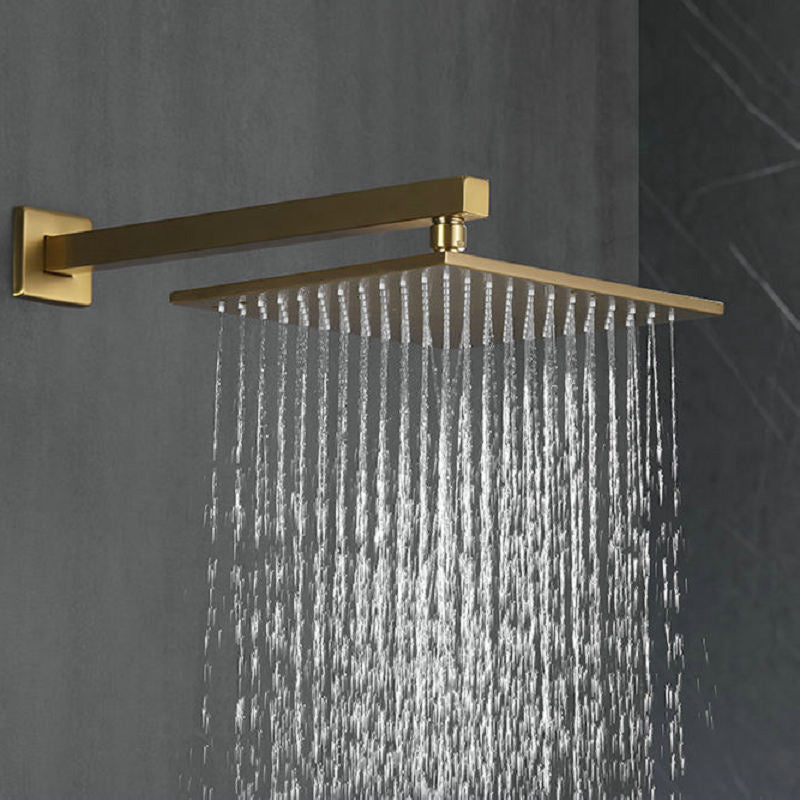 Juno Brushed Gold Shower Head Set Wall Mount Rainfall Square Shower Head