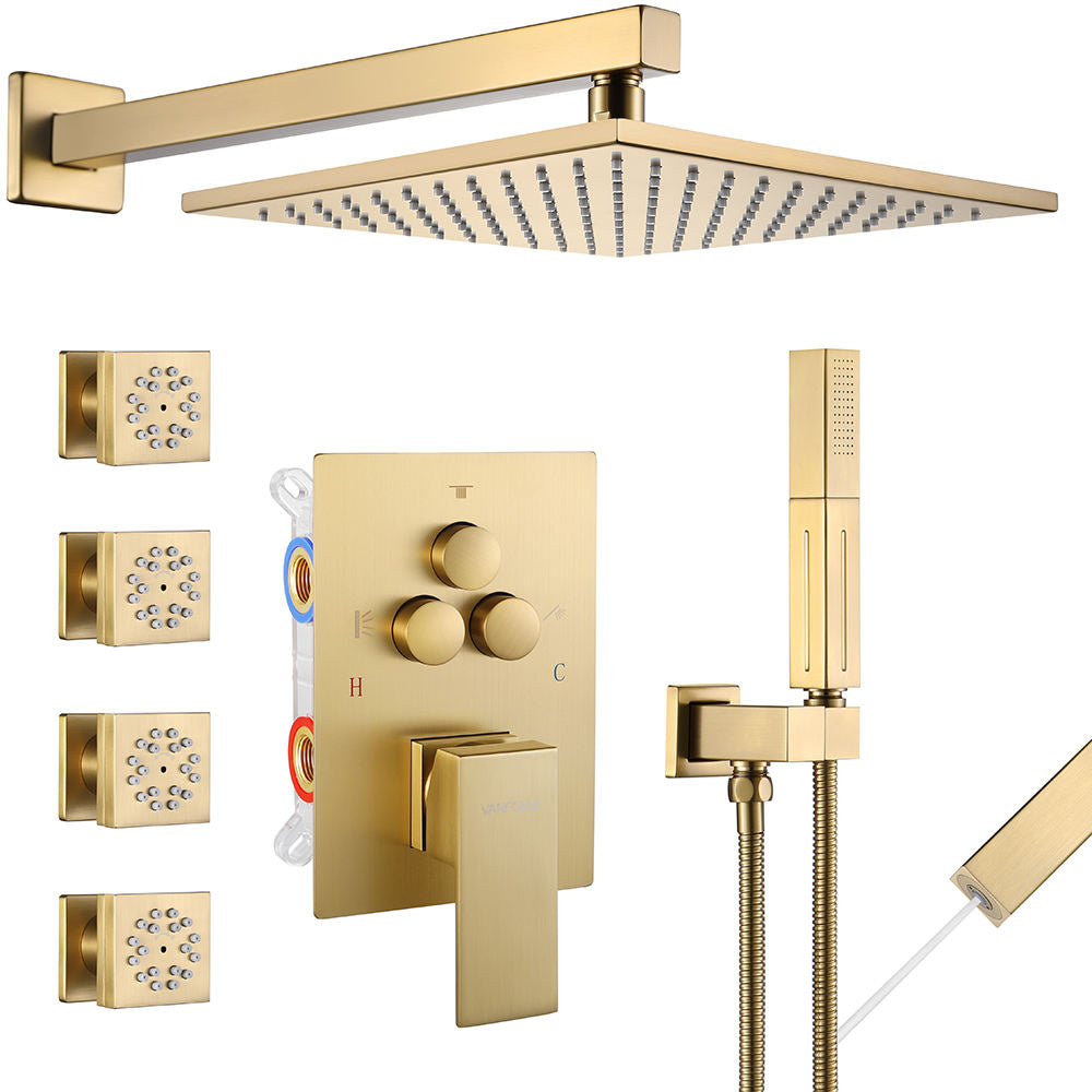 Brushed gols wall mount shower head srt