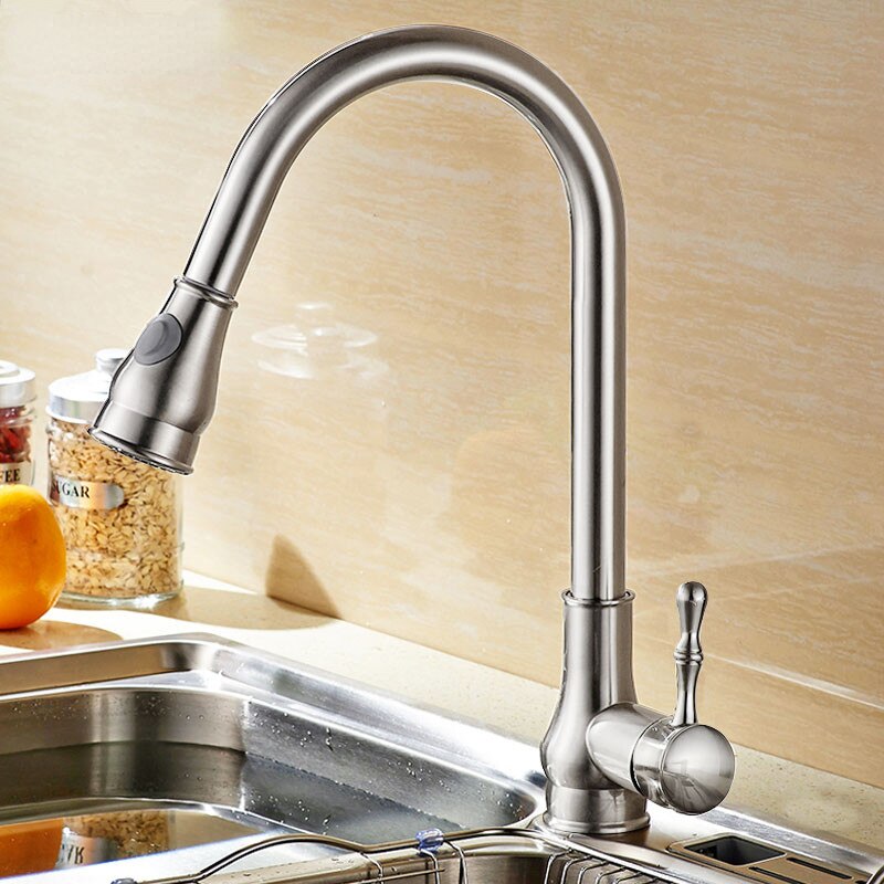 Juno Kitchen Faucet Single Handle With Faucet Coverage Plate Bronze, Brushed, Chrome