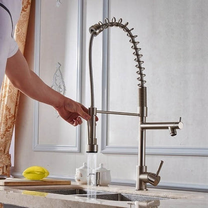 Juno Brushed Nickel Kitchen Faucet with Pull Out Sprayer & Dual Water Outlet