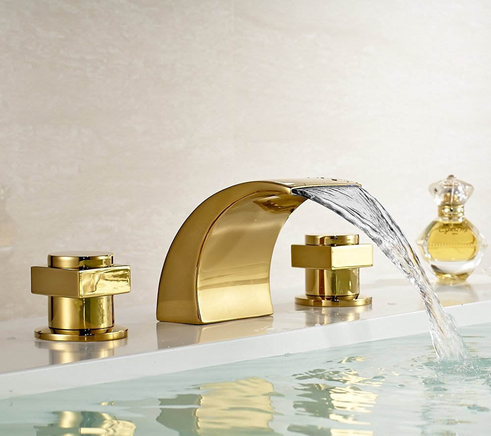 Juno Côte-d'Or Gold Finish Bathroom Sink Faucet Dual Handle